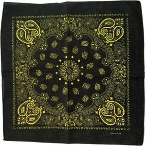 Fako Fashion® - Paisley Bandana - Two Tone Black - 2-Kleurig - Zwart-Geel