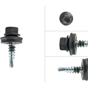 Wovar Dakpanplaatschroeven Verzinkt 4.8x20mm - Zwart - Per 100 stuks