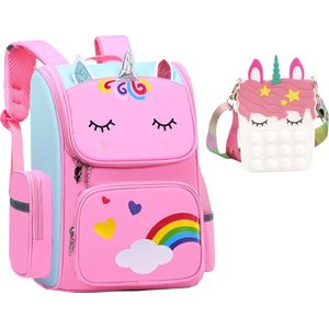 Rugzak meisje - Fidget Toys - tasje - Eenhoorn tas - Unicorn Speelgoed - Schooltas meisje - Kinderrugzak - Rugtas meisje - Roze - 40 x 27 x 15 cm - Schooltassen