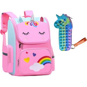 Rugzak meisje - Fidget Toys - Etui voor je pennen - Eenhoorn tas - Unicorn Speelgoed - Schooltas meisje - Kinderrugzak - Rugtas meisje - Roze - 40 x 27 x 15 cm - Schooltassen