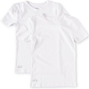 Little Label Ondergoed Jongens - T shirt Jongens Maat 98-104 - Wit - Zachte BIO Katoen - 2 Stuks - Basic T shirt jongens ronde hals - Wit Ondershirt