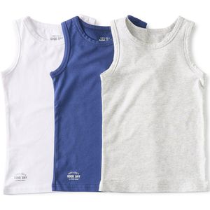 Little Label Hemd van Biologisch Katoen - set van 3 Blauw/Wit/Lichtgrijs