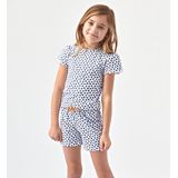 Little Label - Pyjama - Wit - Zachte BIO Katoen - Shortama - 2-delige zomer pyjama meisjes - Hartjesprint