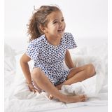 Little Label - Pyjama - Wit - Zachte BIO Katoen - Shortama - 2-delige zomer pyjama meisjes - Hartjesprint