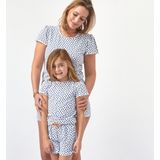 Little Label - Pyjama - Wit - Zachte BIO Katoen - Shortama - 2-delige zomer pyjama meisjes - Hartjesprint