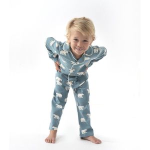 Little Label - Grandad - Pyjama - Blauw, Wit - Zachte BIO Katoen