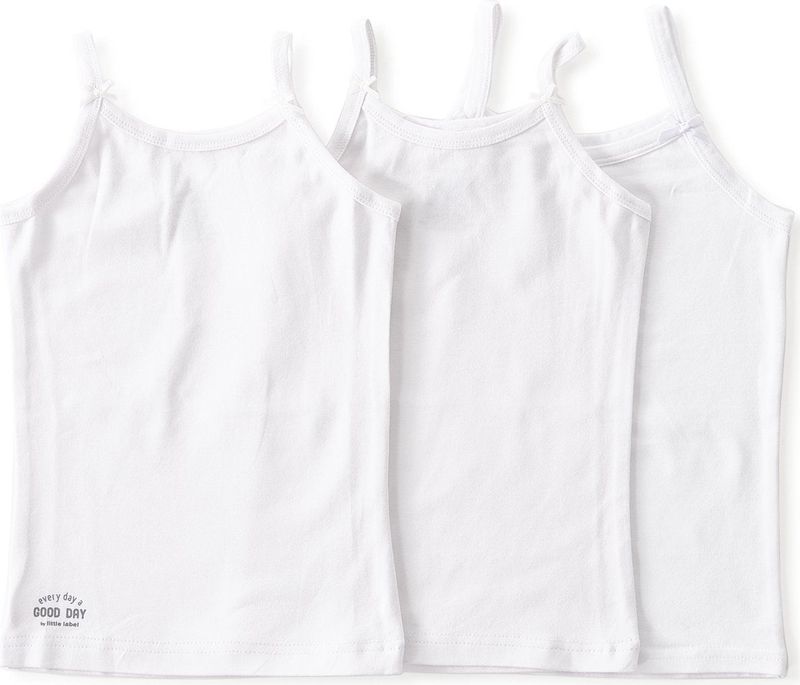 Little Label - Ondergoed Meisjes - Wit - Hemd - 3 Stuks - Zachte BIO Katoen