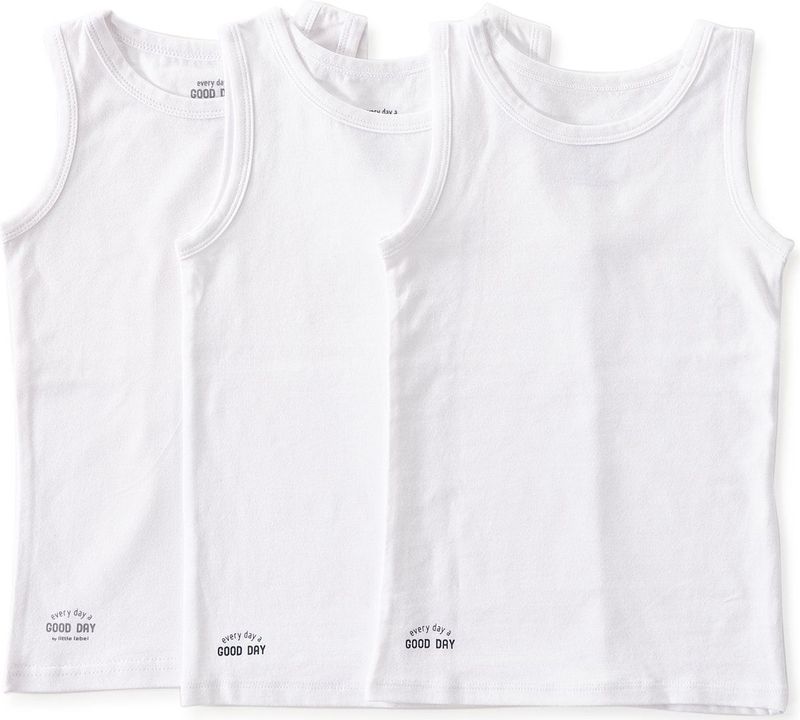 Little Label - Onderhemd - Wit - Zachte BIO Katoen - 3 Stuks - Dierenprint