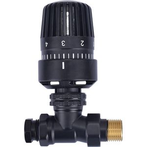 Riko - Thermostatisch Radiatorventiel - Mat-Zwart - 1/2''x15mm - Recht