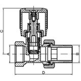 Wiesbaden Riko radiatorventiel met adaptor recht 1/2" mat zwart