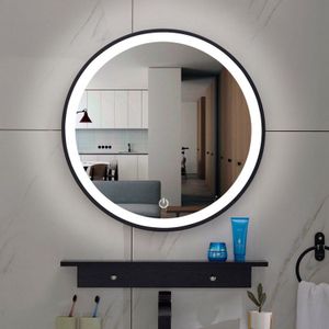 Spiegel Wiesbaden Lista Nera met LED Verlichting Dimbaar Rond 80 cm Mat Zwart