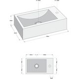 Wiesbaden fonteinset | matera | natuursteen | 40x23x10.5 cm | rechts | chroom