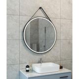 Spiegel rond met band wiesbaden cinto ledverlichting en spiegelverwarming 80 cm mat zwart