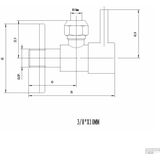 Sanifun Minimal hoekstopkraan 1/2" x 3/8" of knel 1.0 cm mat zwart.