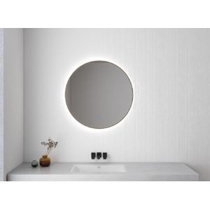 Wiesbaden Novi - Badkamerspiegel Rond - 80cm - Geborsteld Messing - Led Verlichting Rondom