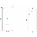 Inloopdouche Sita met handdoekhouder 90 x 200 cm, 8 mm glas