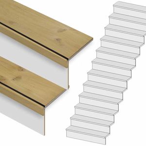 Traprenovatie compleet - recht - 12 treden Eiken Rustiek Anti-slip incl. witte stootborden