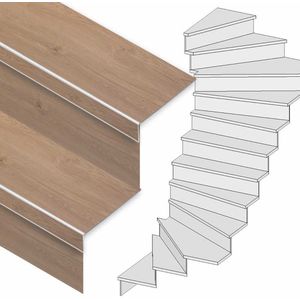 Traprenovatie compleet - 2 draai - 16 treden vinyl zelfklevend - Blond Eiken incl. stootborden