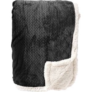 Dutch Decor - BOBBY - Plaid 150x200 cm - fleece deken met sherpa voering - Raven - zwart