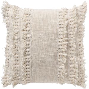 Dutch Decor FARA - Sierkussen 45x45 cm - 100% katoen - met franjes - Snow White - wit - Inclusief binnenkussen