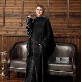 Giny Fleece Plaid met Mouwen Raven