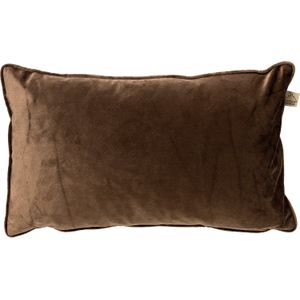 Dutch Decor - FINN - Sierkussen - Donkerbruin - 30x50 cm - Velvet - Inclusief Binnenkussen