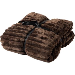 Dutch Decor - RICKY - Plaid - Donkerbruin - 150x200 cm - Flannel Fleece
