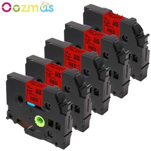 Oozma 5PK TZ431 TZ 431 TZe431 TZe 431 Grote 100% Compatibel zwart op rood voor Brother P-Touch gelamineerd Tze Tz Tape