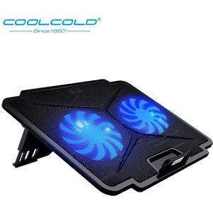 Coolcold 2 Usb Laptop Cooling Pad Vijf Verstelbare Hoeken Usb Cooler Fan Cooling Stand Met Led Licht Voor 12-15.6 ''Notebook