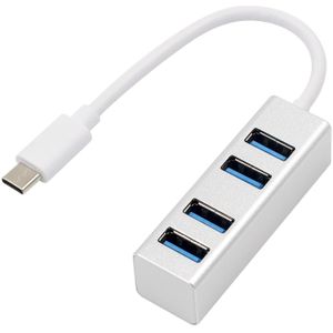 USB C Hub, Ultra Slanke USB-C Adapter met 4 USB 3.0 Poorten voor MacBook Pro iMac, google Chromebook Pixelbook, USB Type C Hub