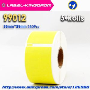 5 Rolls Gele Kleur Generieke Dymo 99012 Label 36mm * 89mm 260Pcs Compatibel voor LabelWriter400 450 450 turbo