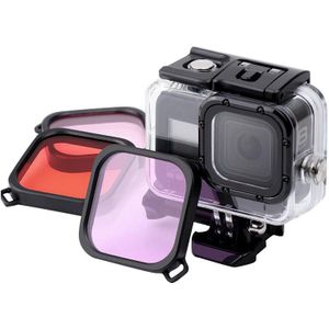 45M Waterdichte Case Filter Duiken Zwemmen Beschermende Shell Paars Roze Rood Len Filter Voor Gopro Hero 8 Zwart Action camera