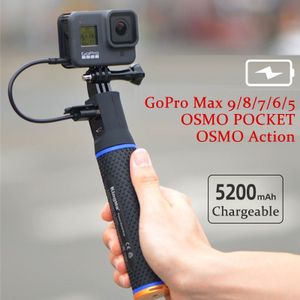 5200Mah Oplaadbare Camera Power Bank Handgreep Monopod Statief Oplaadbare Batterij Voor Gopro Max Hero8/7/6/5 osmo Pocket Action