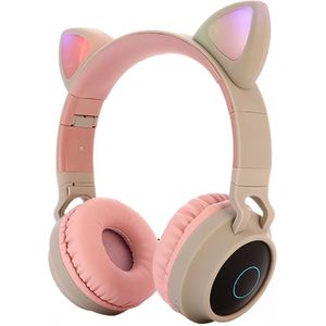 Leuke Bluetooth 5.0 Headset Kat Oren Hifi Muziek Stereo Draadloze Hoofdtelefoon Led Licht Meisje Dochter Met Doos Pc Mobiele telefoons