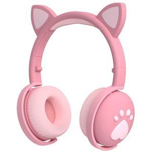 Kleurrijke Kids Headset Draadloze Gloeiende Leuke Led Kat Oor Poot Meisjes Bluetooth Hoofdtelefoon Hifi Stereo Bass 3.5Mm Plug met Mic draadloze oordopjes
