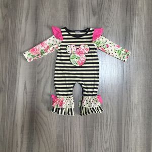 Baby Meisje Kleding Baby Fall Mouse Hoofd Romper Baby Bloemen Peuter Baby Streep Romper