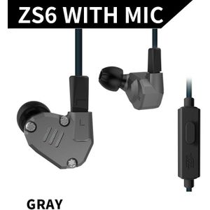 Kz ZS6 2DD + 2BA Hifi Bass Headset Sport In-Ear Oortelefoon Dynamische Driver Noise Cancelling Headset Vervanging Kabel as10 AS10