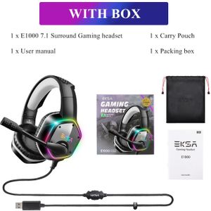 Eksa E1000 Gaming Headset 7.1 Surround Sound Wired Headset Gamer Pc Voor PS4 Met Rgb Licht Noise Cancelling Microfoon Gaming hoofdtelefoon