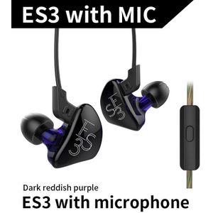 KZ ES3 1DD + 1BA Hifi Sport In-Ear Oortelefoon Dynamische Driver Noise Cancelling Headset Vervanging Kabel ZS10 ES4