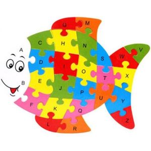 Houten schildpad vis krab dier vormen Engels ABC Alfabet Leren Puzzel Intelligentie Spel Speelgoed Onderwijs Kinderen Kids