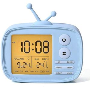 Usb Oplaadbare Retro Tv Set Wekker Digitale Klokken Led Tijd Temperatuur Datum Week Display Wekker