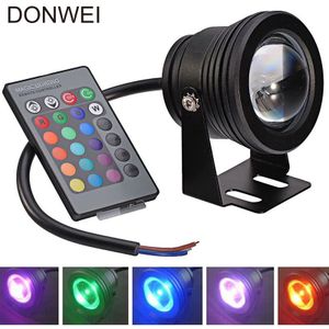 Hoge Waterdichte IP68 12 V 10 W Outdoor LED Landschap Fontein Zwembad Lamp Onderwater Verlichting met 24key IR Afstandsbediening