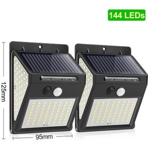 144 Led Solar Light Outdoor Solar Lamp Pir Motion Sensor Wandlamp Waterdichte Zonne-energie Zonlicht Voor Tuin Decoratie