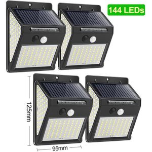 144 Led Solar Light Outdoor Solar Lamp Pir Motion Sensor Wandlamp Waterdichte Zonne-energie Zonlicht Voor Tuin Decoratie