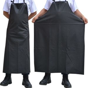 Olie-proof Waterdichte Schorten Mouwloze Koken Mannen Schorten Keuken Restaurant Hotel Volwassen Chef Zwart PVC Schort Lange Voor Vrouwen