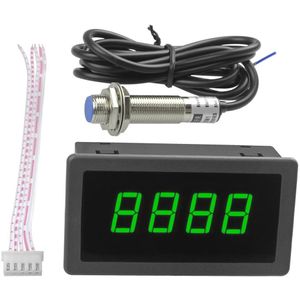 4 Digit Toerenteller Rpm Snelheid Meter Met Rood Groen Blauw Led Hal Schakelaar Naderingsschakelaar Sensor Guage 10-9999 Rpm