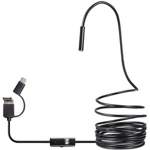 Borescope 6 Led Flexibele Video Endoscoop Zwart Industriële Waterdichte 3 In1 Inspectie Type-C Usb Hd Camera Laptop