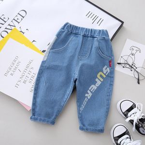 Baby Jongens Meisjes Brief Splicing Lange Broek Casual Jeans Kids Kleding Jongen Lente Herfst Stretchy Denim Broek Peuter Kleding