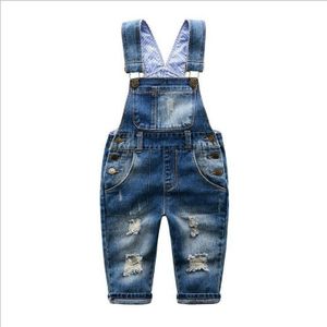 Bodems Gaten Jongen Denim Jumpsuits Kids Jongens Denim Bib Broek Kinderen Jeans Overalls Lange Kids Bretels Broek Kind Broek