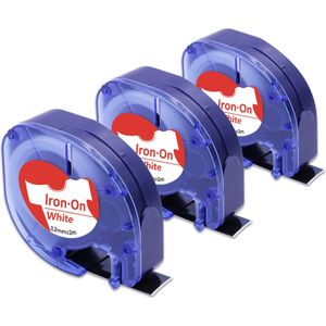 Fimax 3Pcs 18771 18775 Compatibel Voor Dymo Stof Ijzer-On Label Tape Zwart Op Wit 12Mm * 2M Voor Dymo LT-100H Plus 100T Printer